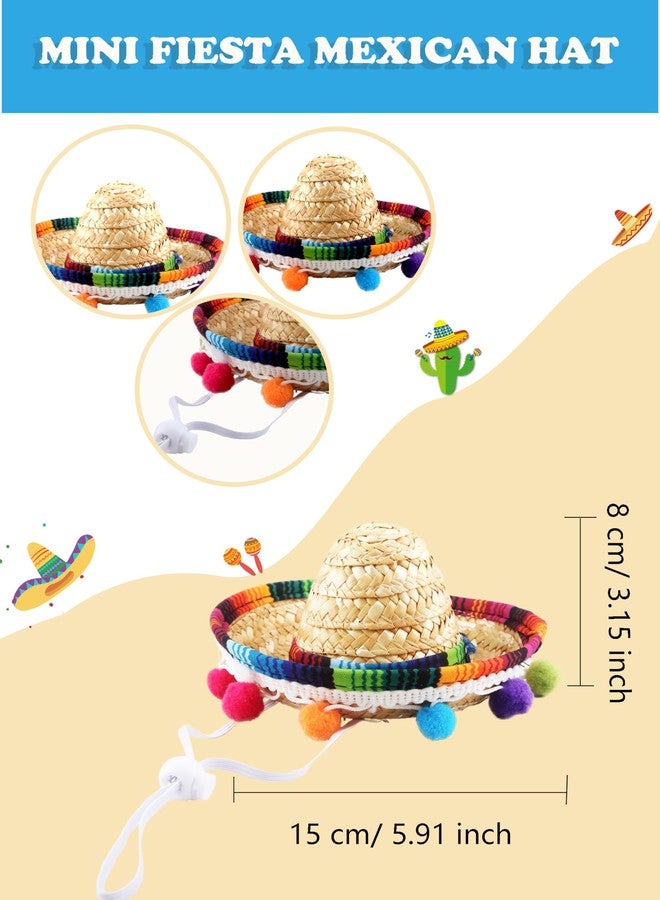 Sonarun 24 Pieces Mini Mexican Fiesta Hat Cinco De Mayo Fiesta Straw Sombrero Headbands for Kids Adult Pets Dress Up Mexican Party Decoration Photo Props - Image 2