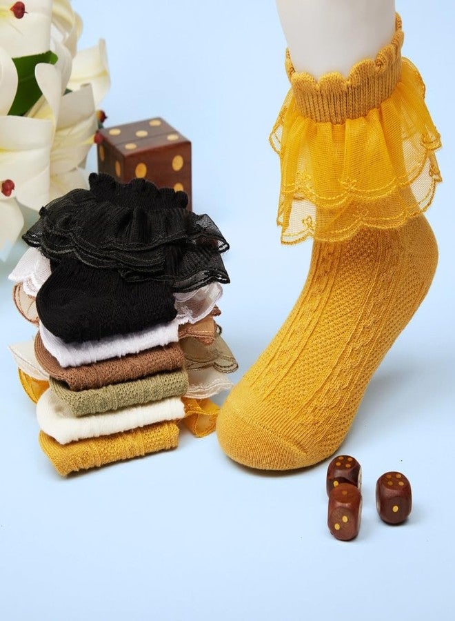 Neska Moda Girl's 2 to 3 Years Frill Lace Cotton Ankle Socks (Yellow)-SK1329 - Image 5