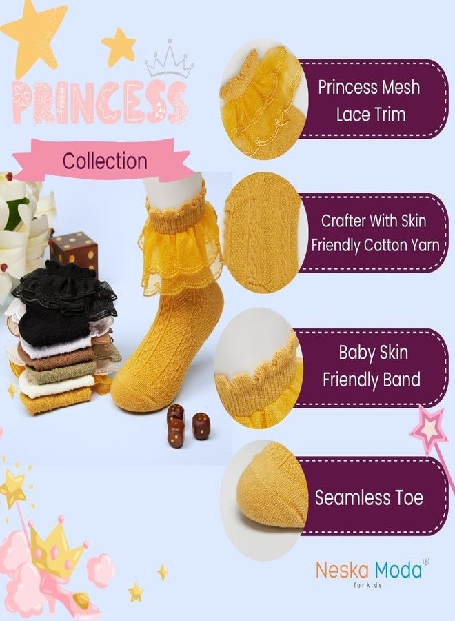 Neska Moda Girl's 2 to 3 Years Frill Lace Cotton Ankle Socks (Yellow)-SK1329 - Image 3