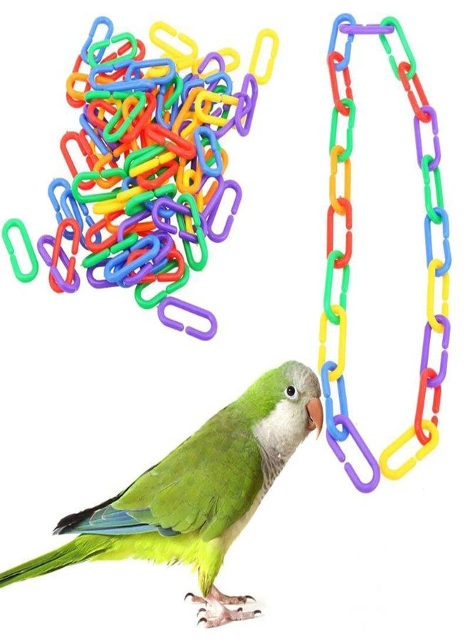TARINI 100Pcs Parrot Toys, Birds Toys, Love Birds Cage Accessories, Rainbow C-Clip Chain Links, Bird Chew Toy & Cage Accessory, Open Chain Clips for Parrots - Image 3