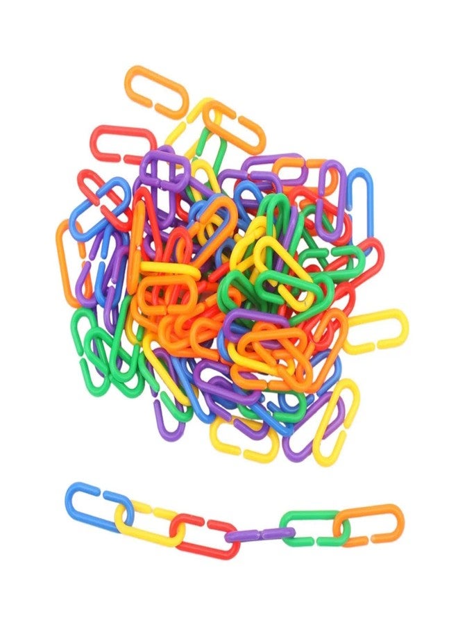 TARINI 100Pcs Parrot Toys, Birds Toys, Love Birds Cage Accessories, Rainbow C-Clip Chain Links, Bird Chew Toy & Cage Accessory, Open Chain Clips for Parrots - Image 4