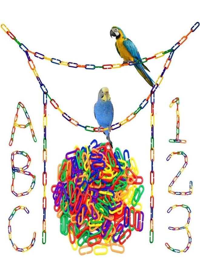 TARINI 100Pcs Parrot Toys, Birds Toys, Love Birds Cage Accessories, Rainbow C-Clip Chain Links, Bird Chew Toy & Cage Accessory, Open Chain Clips for Parrots - Image 1
