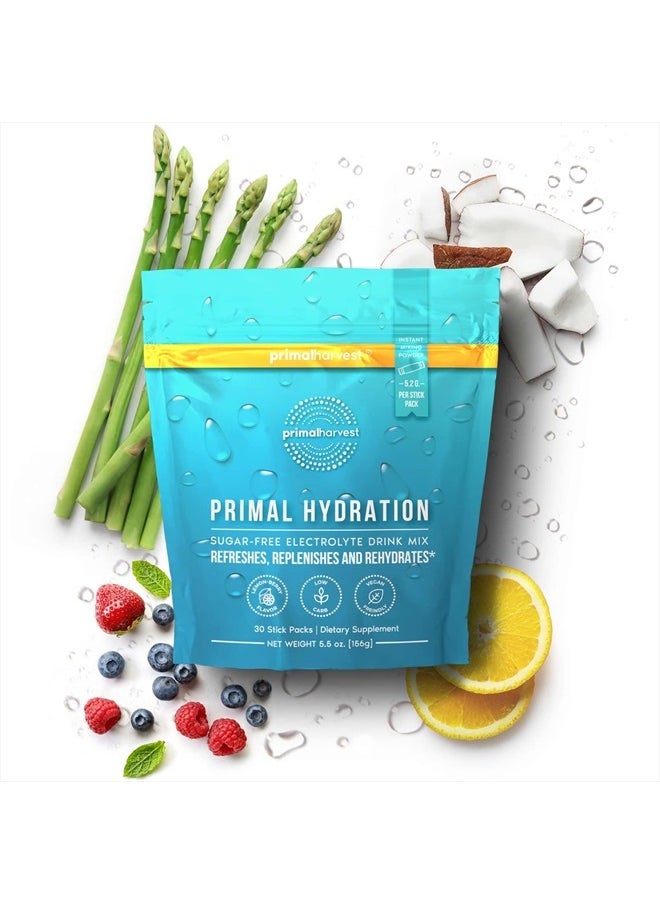 Primal Harvest Electrolytes Powder Packets Primal Hydration, Easy Open Packets, Energy Drink Mix (Lemon Berry, 30 Packs)  - Image 2