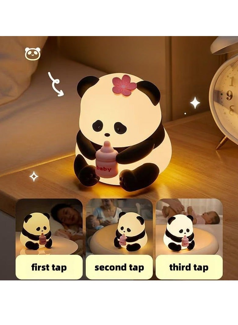 Cute panda Kids Night Light, Night Lamp for Kids Bedroom, Toddler Baby Portable Silicone Nursery Night Light,Color Changing Lamp Toddler Baby Boy Night Light Decor Stuff,Rechargeable Night Light - Image 2