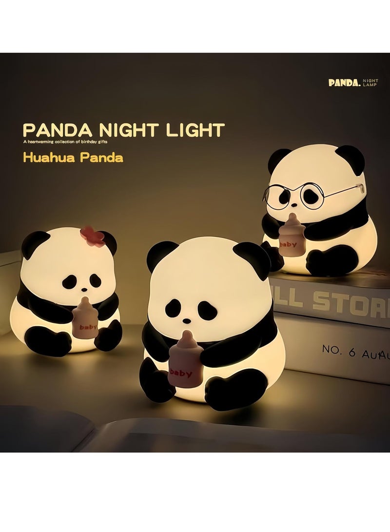 Cute panda Kids Night Light, Night Lamp for Kids Bedroom, Toddler Baby Portable Silicone Nursery Night Light,Color Changing Lamp Toddler Baby Boy Night Light Decor Stuff,Rechargeable Night Light - Image 3