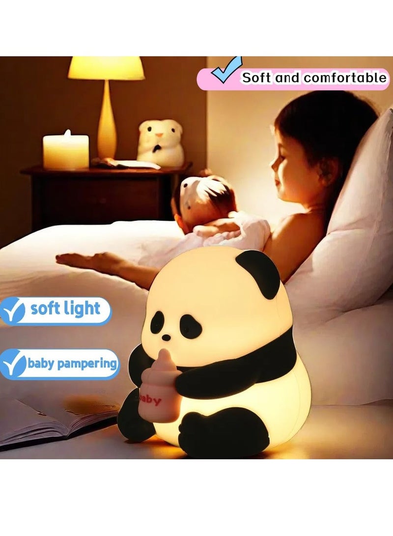 Cute panda Kids Night Light, Night Lamp for Kids Bedroom, Toddler Baby Portable Silicone Nursery Night Light,Color Changing Lamp Toddler Baby Boy Night Light Decor Stuff,Rechargeable Night Light - Image 4