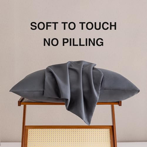 mini panda MINIPANDA Dark Grey Pillow Cases Set of 4 Queen Size - Super Soft, Smooth and Breathable Dark Gray Pillow Cases Queen- Envelope Design - Machine Washable Lightweight (20X30 Inches (4 Piece)) - Image 5