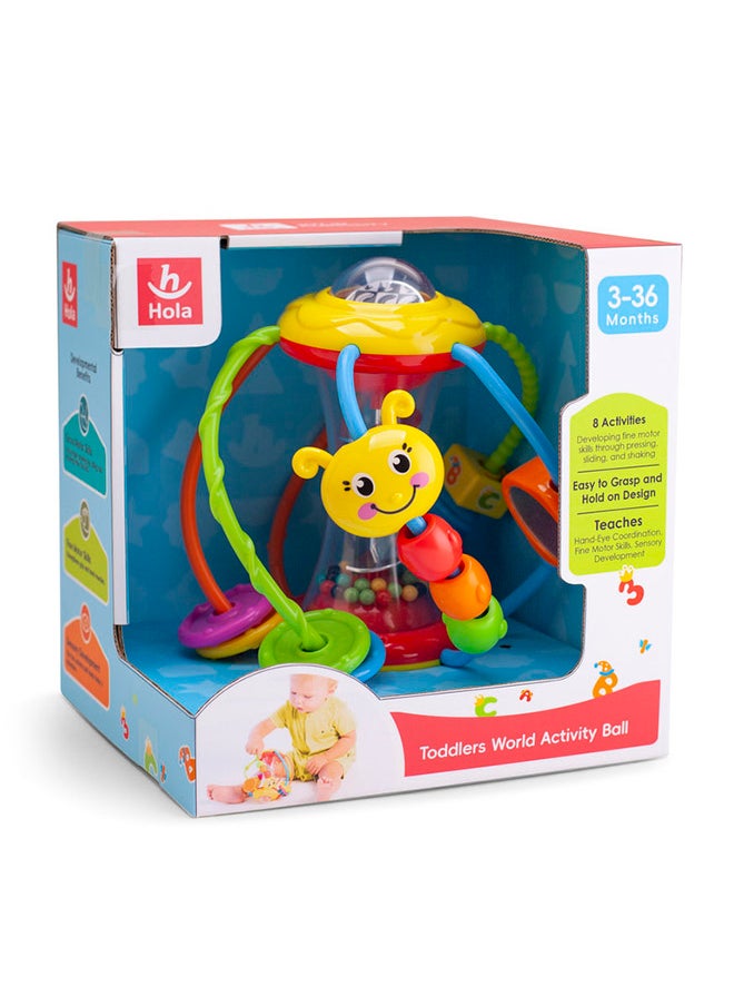 HOLA - Hola Toddlers World Activity Ball Interactive Toy w/ 8 Activities, Mirror, Sound Button, and Multi-Sensory Features for Fine & Gross Motor Skills, Cognitive Sensory Development for Toddlers 6M+ - Image 1