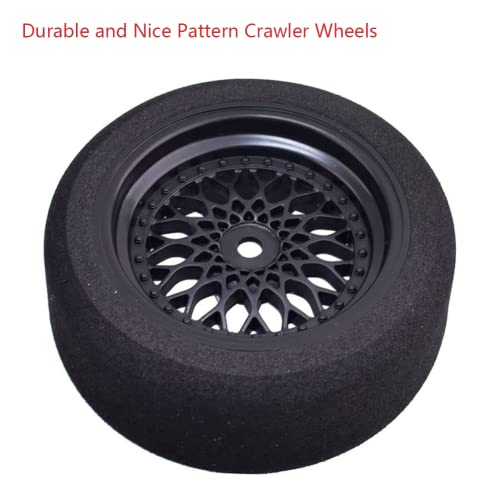 Shaluoman 4Pcs 1/10 On-Road Foam Tires& 2080-3mm Wheel Rims 12mm Hex for HSP HPI RC Racing Car Toy, Black - Image 4
