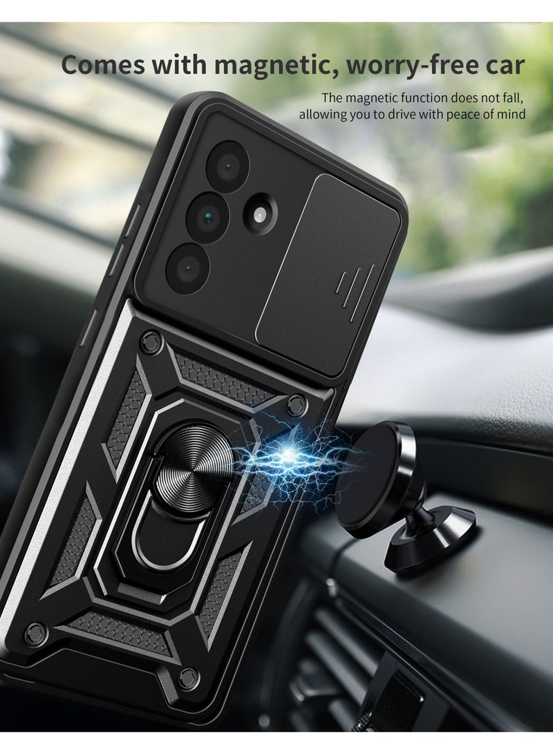 تنطبق على سامسونج غالاكسي A36 5G الهاتف المحمول حالة الغطاء ، انزلاق الكاميرا عدسة الغطاء ، المغناطيسي حامل الخاتم لحماية الهاتف المحمول حالة ، تنطبق على سامسونج غالاكسي A36 5G ، أسود - Image 3