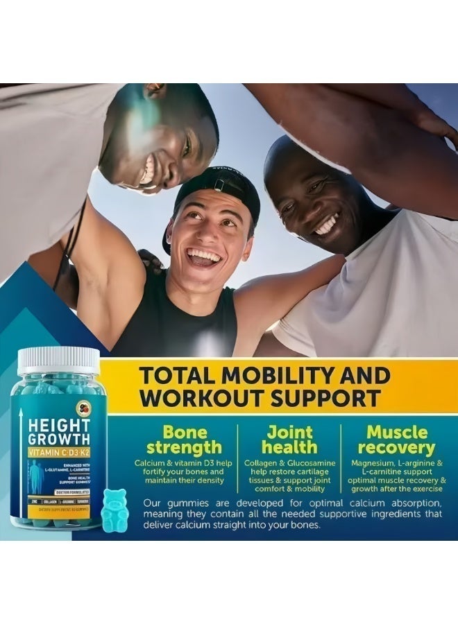 BIYODE Bone Health Support Gummies (60pcs) - Doctor Formulated with Vitamin C-D3-K2, L-Glutamine & L-Carnitine | Enhanced with Zinc, Collagen & Arginine | Natural Daily Nutritional Supplement - Image 3