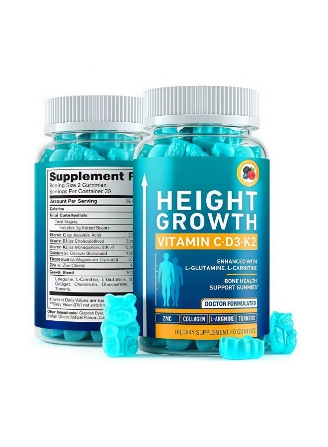 BIYODE Bone Health Support Gummies (60pcs) - Doctor Formulated with Vitamin C-D3-K2, L-Glutamine & L-Carnitine | Enhanced with Zinc, Collagen & Arginine | Natural Daily Nutritional Supplement - Image 1