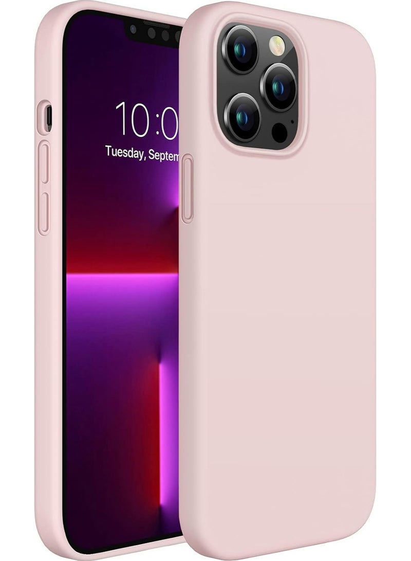 حافظة آيفون 13 برو ماكس، غطاء حماية من السيليكون مقاوم للصدمات ومضاد للخدش (وردي فاتح) - Image 1