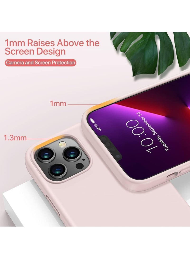 حافظة آيفون 13 برو ماكس، غطاء حماية من السيليكون مقاوم للصدمات ومضاد للخدش (وردي فاتح) - Image 4
