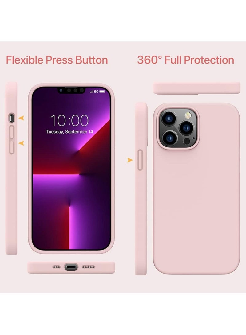 حافظة آيفون 13 برو ماكس، غطاء حماية من السيليكون مقاوم للصدمات ومضاد للخدش (وردي فاتح) - Image 2