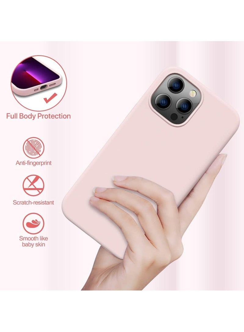 حافظة آيفون 13 برو ماكس، غطاء حماية من السيليكون مقاوم للصدمات ومضاد للخدش (وردي فاتح) - Image 3