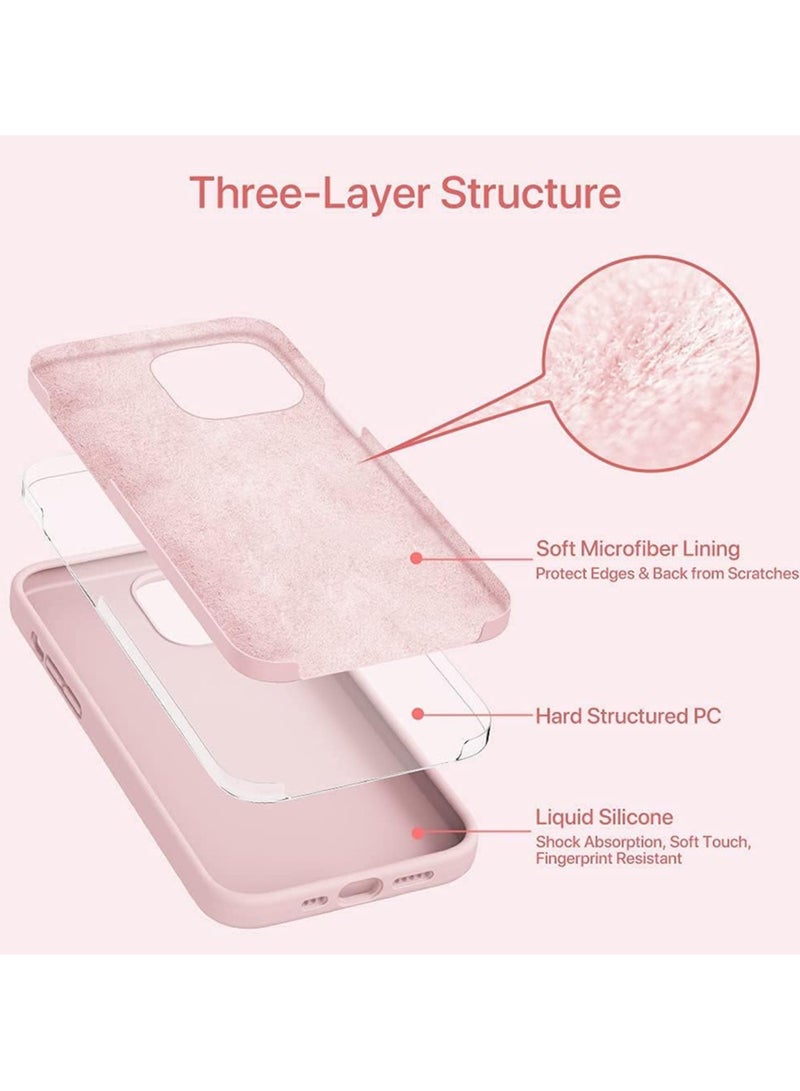 حافظة آيفون 13 برو ماكس، غطاء حماية من السيليكون مقاوم للصدمات ومضاد للخدش (وردي فاتح) - Image 5