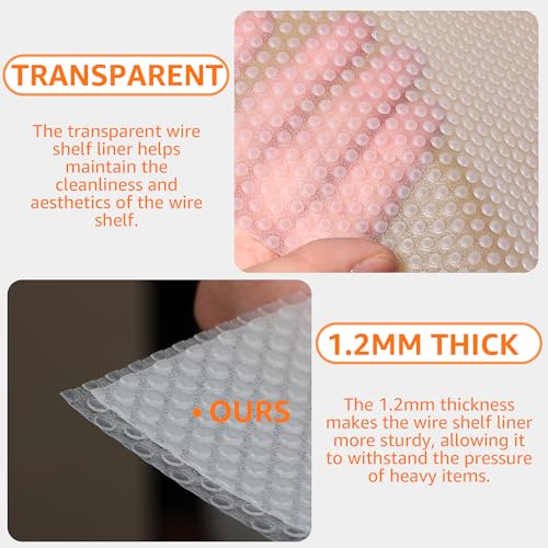 PABUSIOR Thicken Wire Shelf Liner - Transparent Pantry Shelf Liners, Waterproof Shelves Liners 11.5 Inch x 157 Inch, Easy to Cut Kitchens Drawer Liner - Image 4