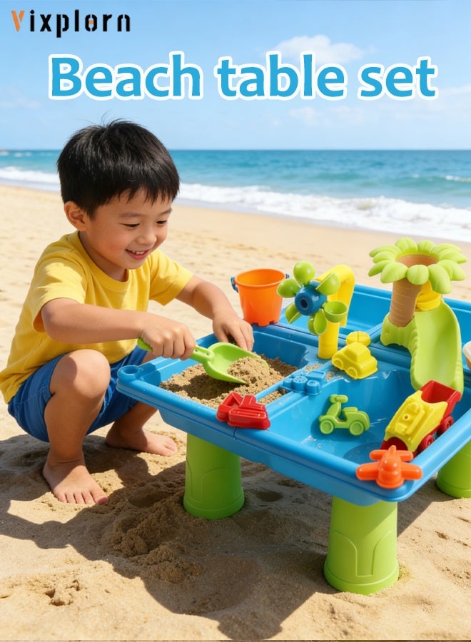 Vixplorn 24pcs Beach Table Toy Set Sand Digging Tool Set Children's Beach Water Play Toys Children's Sand Table - Image 1