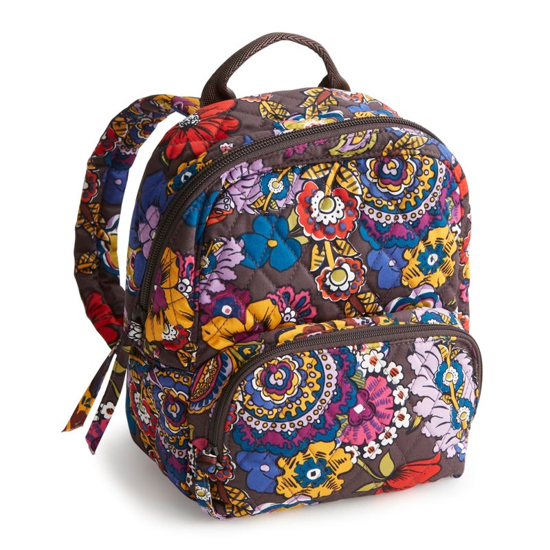 Vera Bradley Women's Premium Cotton Mini Banbury Backpack, Colorful Bouquet, One Size - Image 1