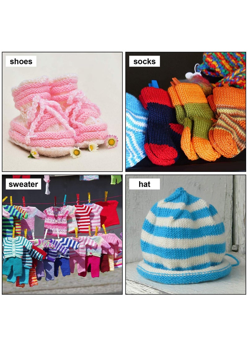 SUNSAR 12 PCS Multi Colored Acrylic Yarn ,Assorted Colors Selection with Crochet Hooks Knitting Needles Stitch Markers and pearl head pins set - Image 3