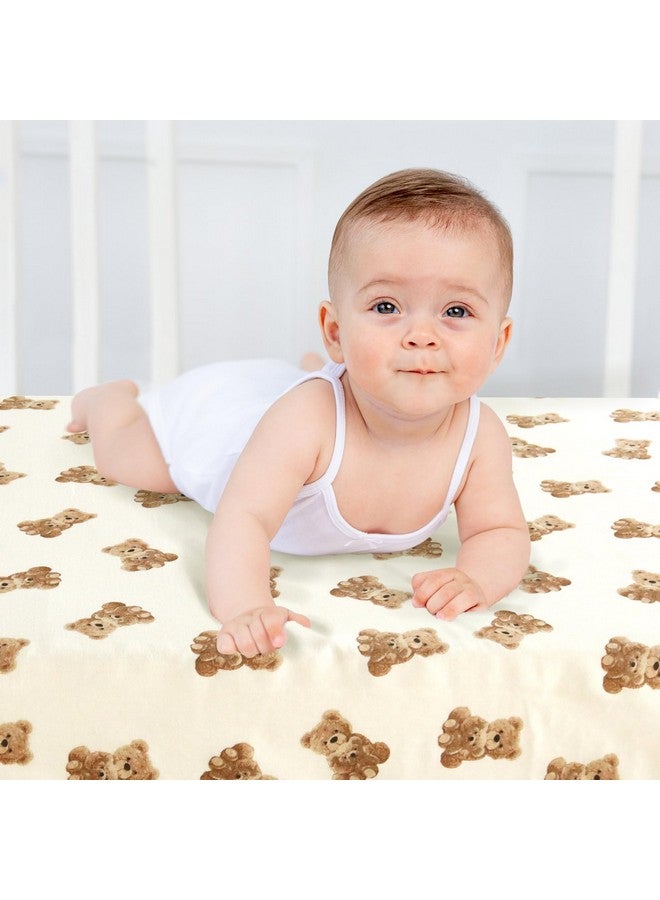 LifeTree Crib Sheets for Baby, Muslin Fitted Crib Sheets Boys Girls - Toddler Bed Sheet Fits Standard Crib, 70% Viscose from Bamboo and 30% Cotton, Bear Pattern, 28in x 52in - Image 4