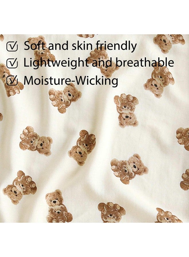 LifeTree Crib Sheets for Baby, Muslin Fitted Crib Sheets Boys Girls - Toddler Bed Sheet Fits Standard Crib, 70% Viscose from Bamboo and 30% Cotton, Bear Pattern, 28in x 52in - Image 3