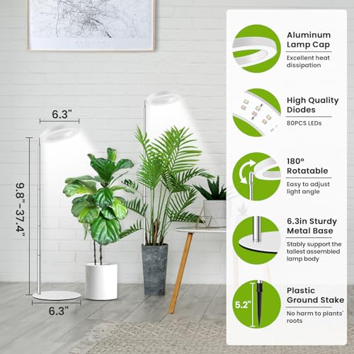 Kullsinss Grow Lights for Indoor Plants Full Spectrum, 80 LEDs Plant Light for Indoor Growing with 2 Mounting Options, 6/12/16H Timer, 3 Spectrum Modes, 9.8"-37.4" Height Adjustable Desk Grow Lamp - Image 3