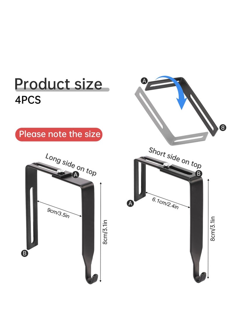 Adjustable Cubicle Hooks, 6 Pack Cubicle Wall Hooks, Metal Over The Door Hooks, Universal Cubicle Hangers for Hanging Clothes Towels Coats Hats, Fit Panels with 1.4" to 3.5" Thickness, Black - Image 3