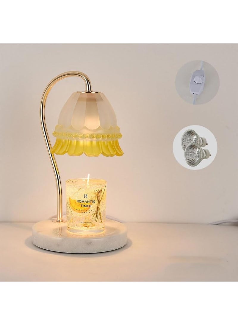 GT-Wheel Candle Warmer Lamp with Dimmer and 2 Bulbs Crystal Flower Shade Candle Wax Melter Adjustable Heat for Small & Large Jars - Image 1