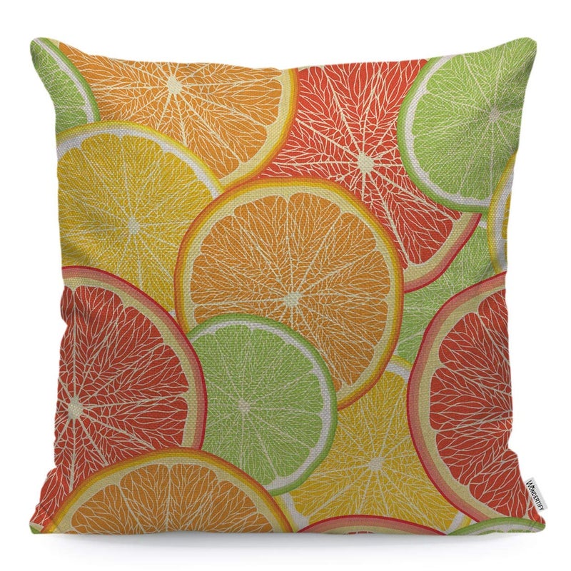 Wondertify Throw Pillow Case Cover Summer Citrus-Fruit Of Grapefruit Lemon Orange Red - Soft Linen Pillow Case for Decorative Bedroom/Livingroom/Sofa/Farm House - Cushion Covers Couch pillow 18x18Inch - Image 1
