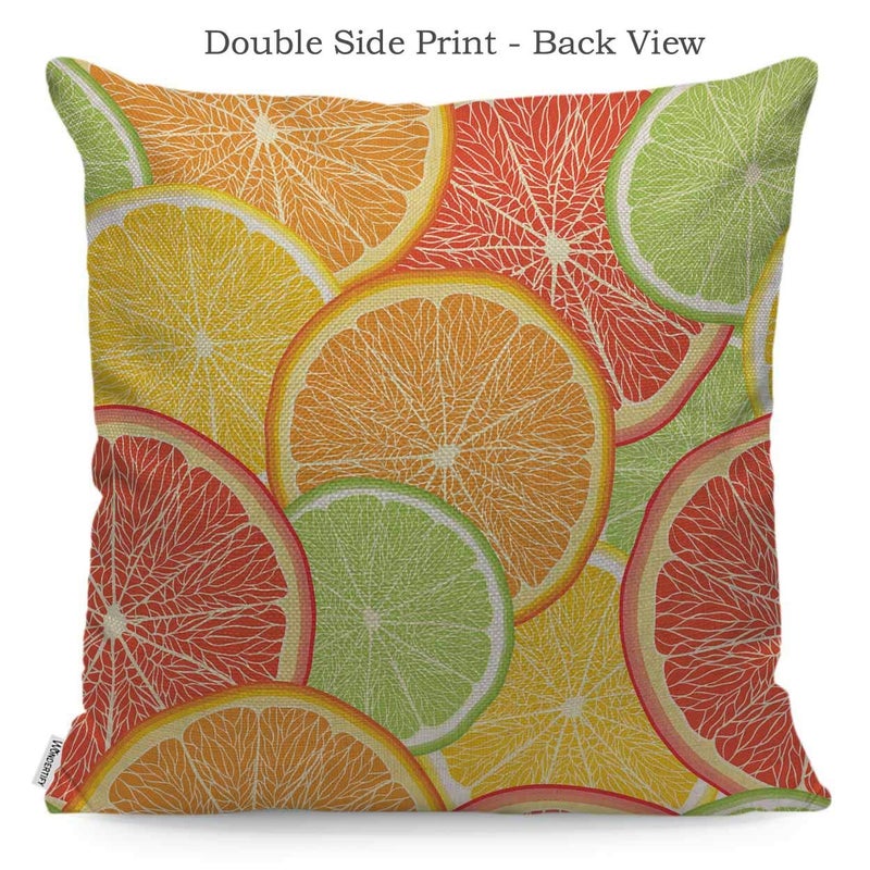 Wondertify Throw Pillow Case Cover Summer Citrus-Fruit Of Grapefruit Lemon Orange Red - Soft Linen Pillow Case for Decorative Bedroom/Livingroom/Sofa/Farm House - Cushion Covers Couch pillow 18x18Inch - Image 2
