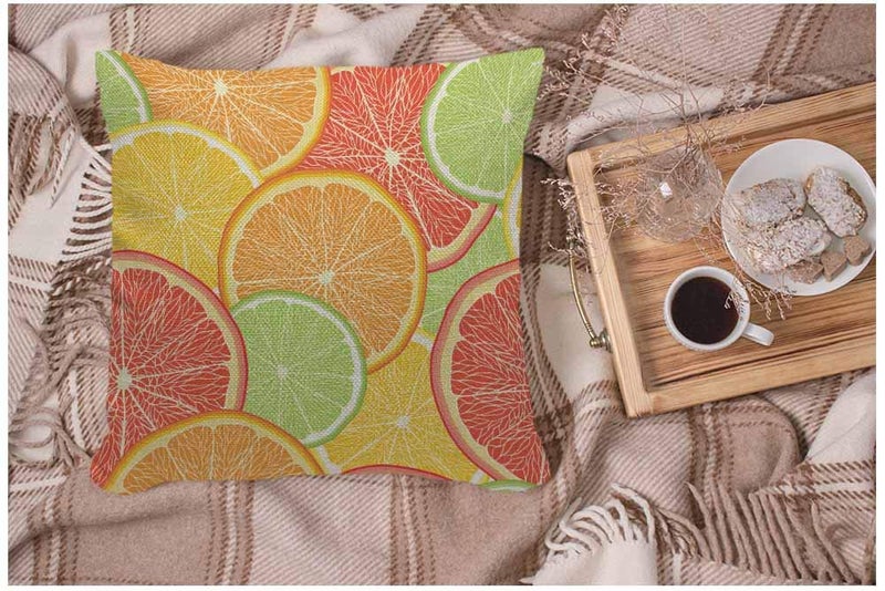 Wondertify Throw Pillow Case Cover Summer Citrus-Fruit Of Grapefruit Lemon Orange Red - Soft Linen Pillow Case for Decorative Bedroom/Livingroom/Sofa/Farm House - Cushion Covers Couch pillow 18x18Inch - Image 3
