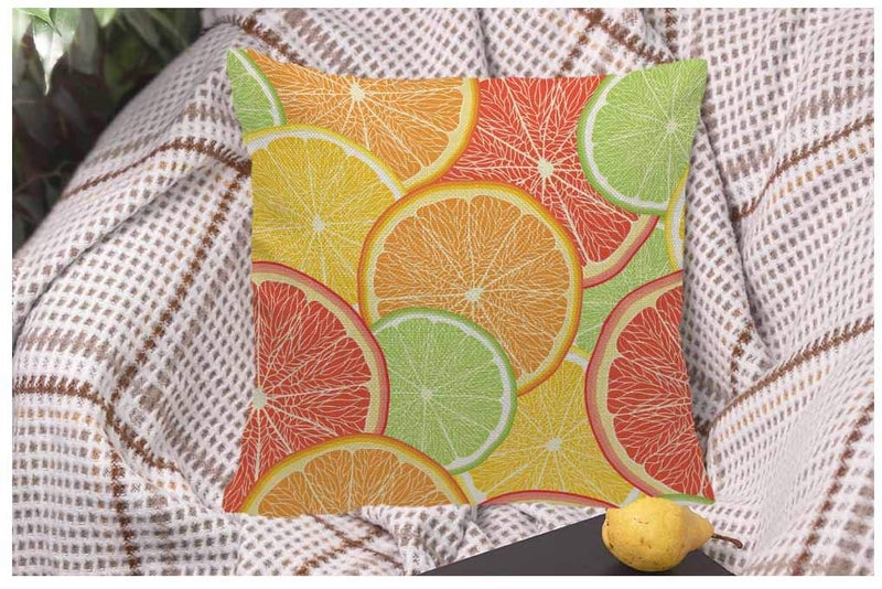 Wondertify Throw Pillow Case Cover Summer Citrus-Fruit Of Grapefruit Lemon Orange Red - Soft Linen Pillow Case for Decorative Bedroom/Livingroom/Sofa/Farm House - Cushion Covers Couch pillow 18x18Inch - Image 5