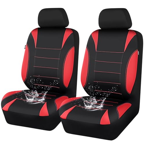 CAR PASS Neoprene Wetsuit Seat Covers Waterproof Car Seat Covers Front with 5mm Composite EVA Universal Fit for CarSedan SUV TrucksAnti Slip Airbag CompatibleBlack and Red - Image 1