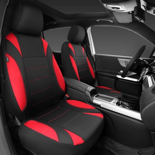 CAR PASS Neoprene Wetsuit Seat Covers Waterproof Car Seat Covers Front with 5mm Composite EVA Universal Fit for CarSedan SUV TrucksAnti Slip Airbag CompatibleBlack and Red - Image 3
