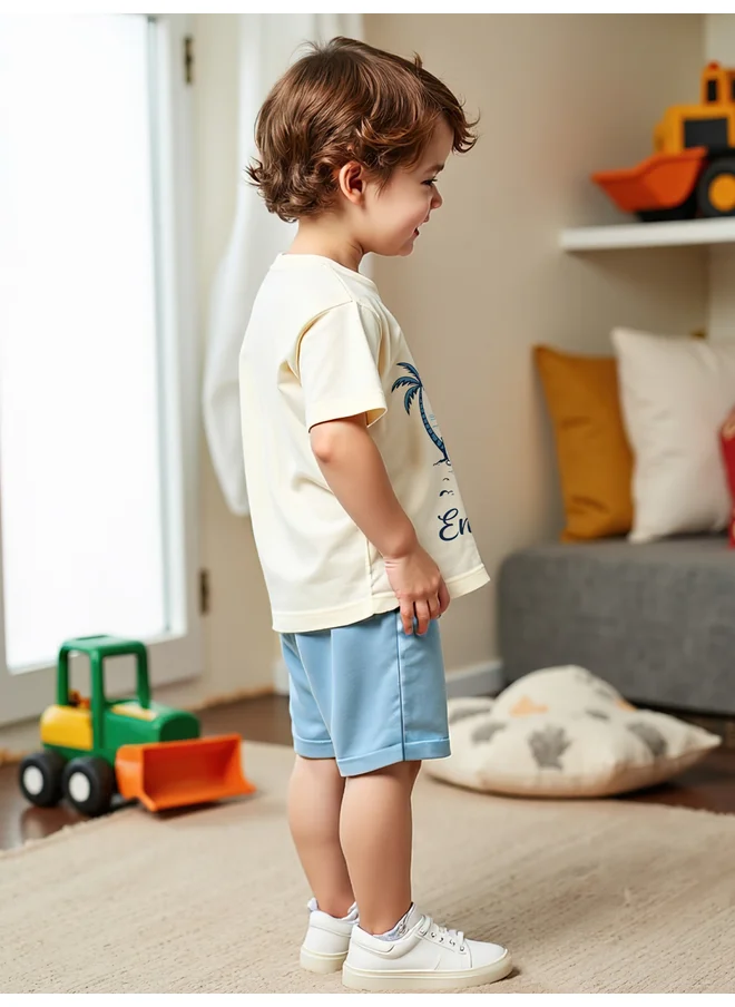 تايك تو Take Two Kids 2pcs Blue Summer Printed T-shirt & Shorts Set