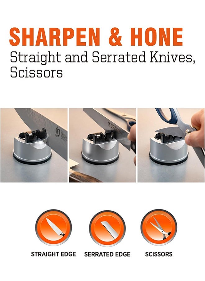 Sweet Life - Mini Knife Sharpener with Suction Cup Feet, for Variety of Knife 3-Stage Knife Sharpening Tool Helps Repair and Restore Blades - Image 1