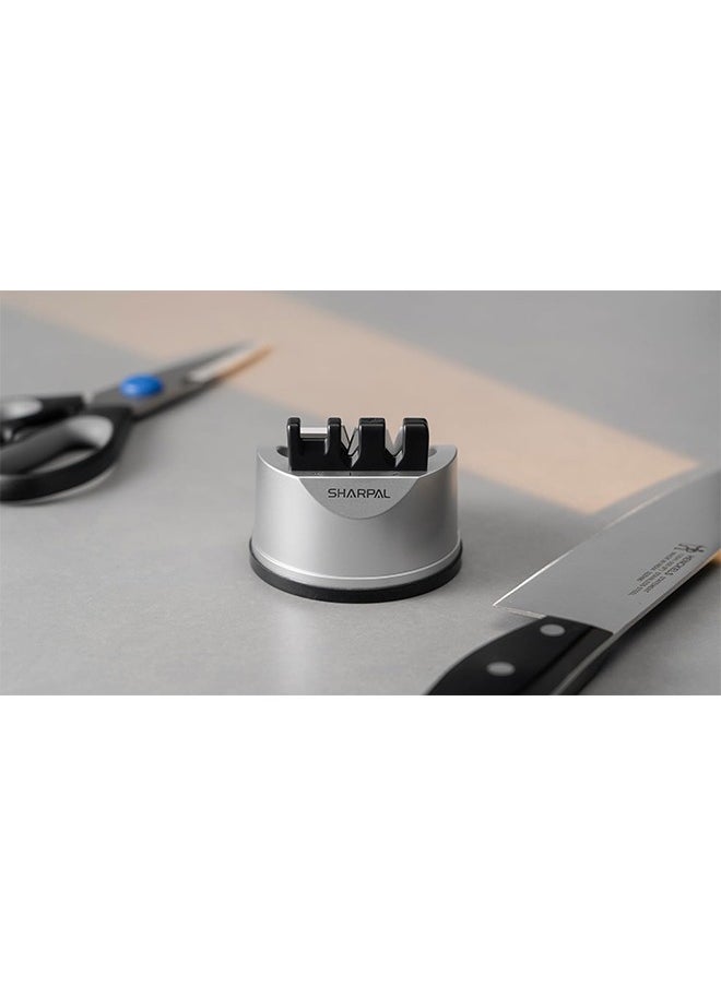 Sweet Life - Mini Knife Sharpener with Suction Cup Feet, for Variety of Knife 3-Stage Knife Sharpening Tool Helps Repair and Restore Blades - Image 1
