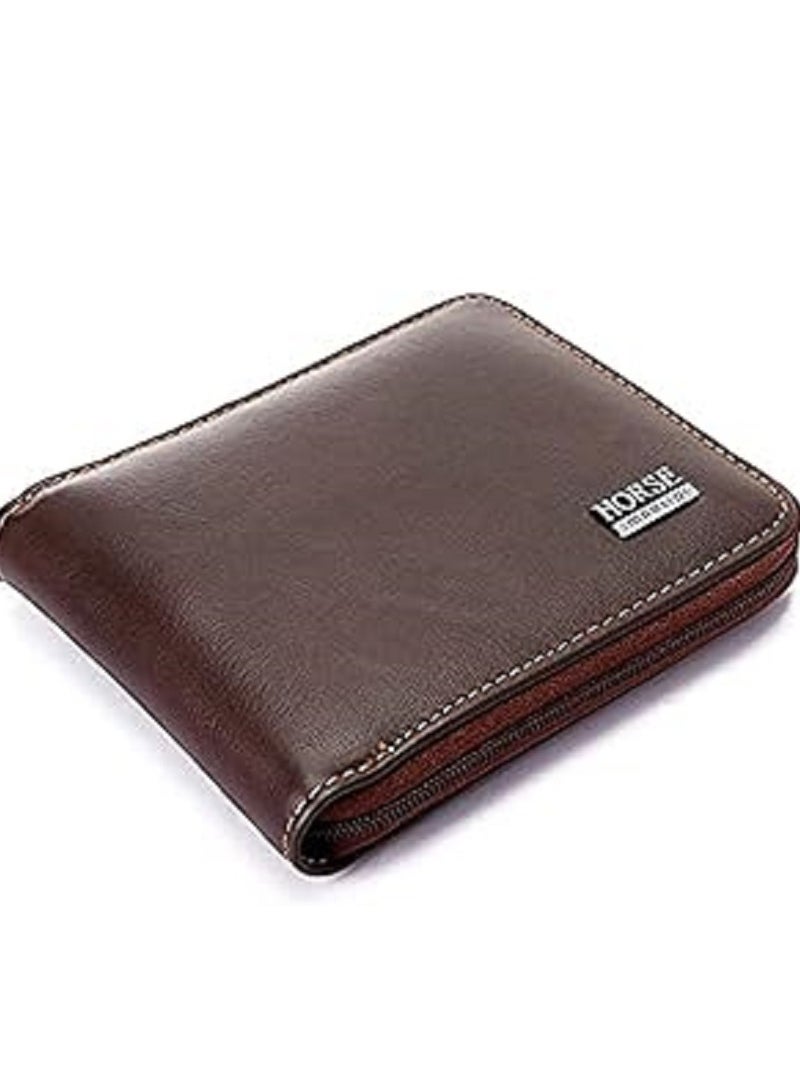 Horse Imperial Horse Dark Brown Wallet Leather With Zipper - Image 1