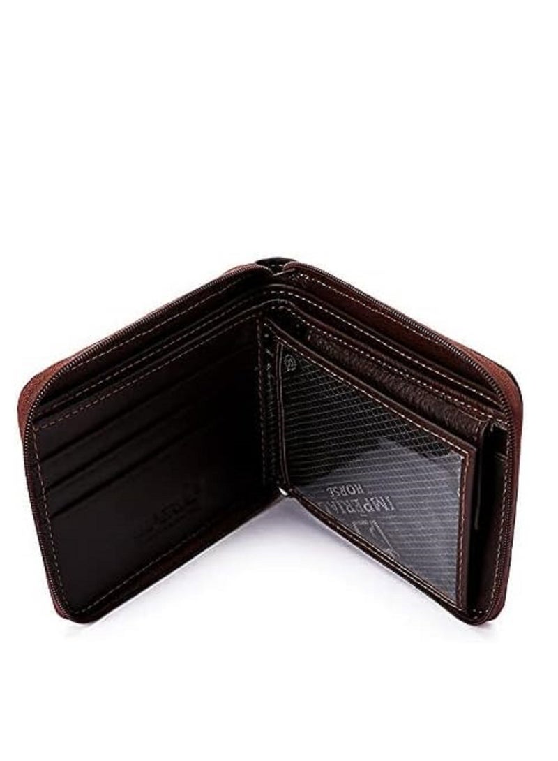 Horse Imperial Horse Dark Brown Wallet Leather With Zipper - Image 3