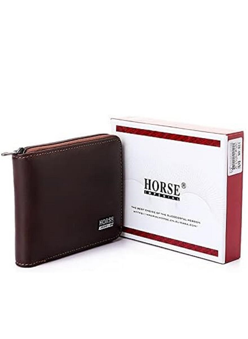 Horse Imperial Horse Dark Brown Wallet Leather With Zipper - Image 4