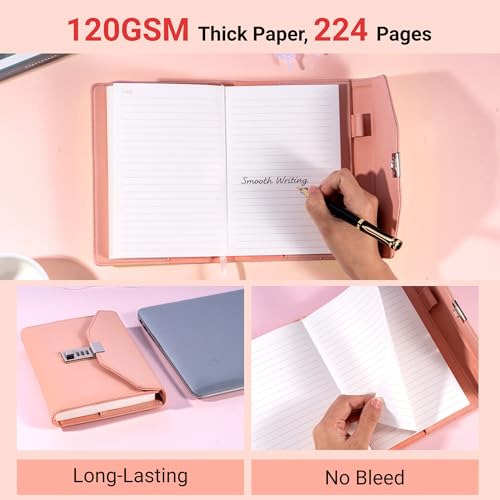 CAGIE Diary with Lock for Women, Full Wrap-around Privacy Journal Gifts for Girls, 120 GMS 224 Pages Thick Lined Notebook with Lock, 5.9 x 7.9 Inch - Image 3