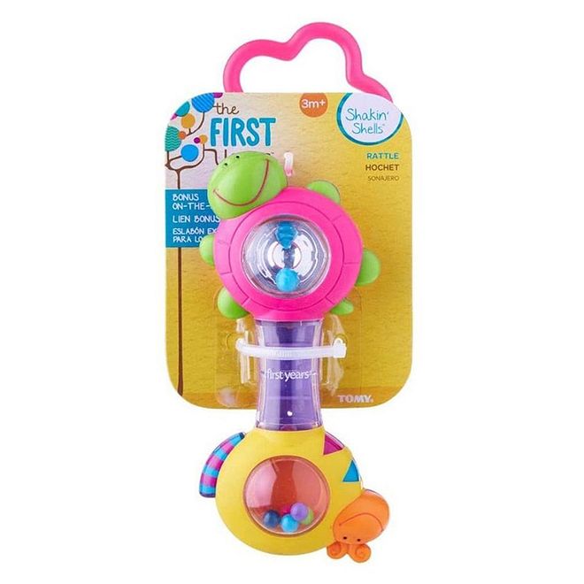 The First Years Shakin Shell Rattle, BPA-Free Beaded Baby Toy, Assorted Colors, 3M+ - Image 5