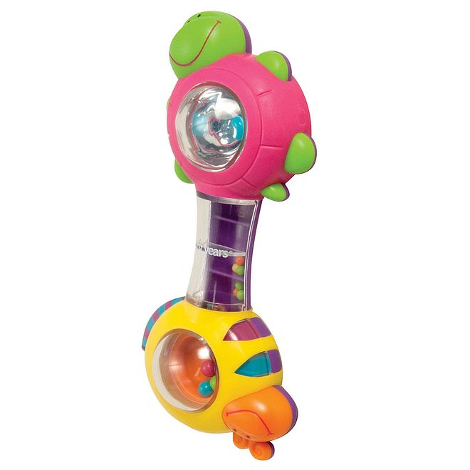 The First Years Shakin Shell Rattle, BPA-Free Beaded Baby Toy, Assorted Colors, 3M+ - Image 1