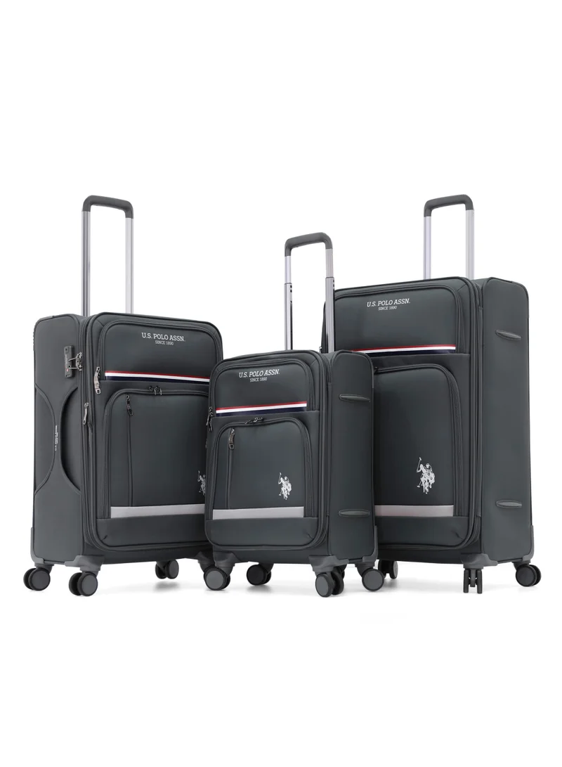يو اس بولو اسن U.S. Polo Assn. 3-Piece Softshell Luggage Set | 20" 24" 28" Spinner Suitcases with TSA Lock - Complete Travel System