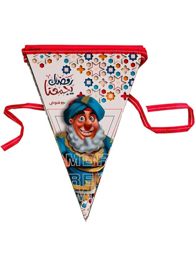 3 زينات مثلثة كبيرة من كرتون مطبوع عالي الجودة من الجانبين لرمضان - Image 2