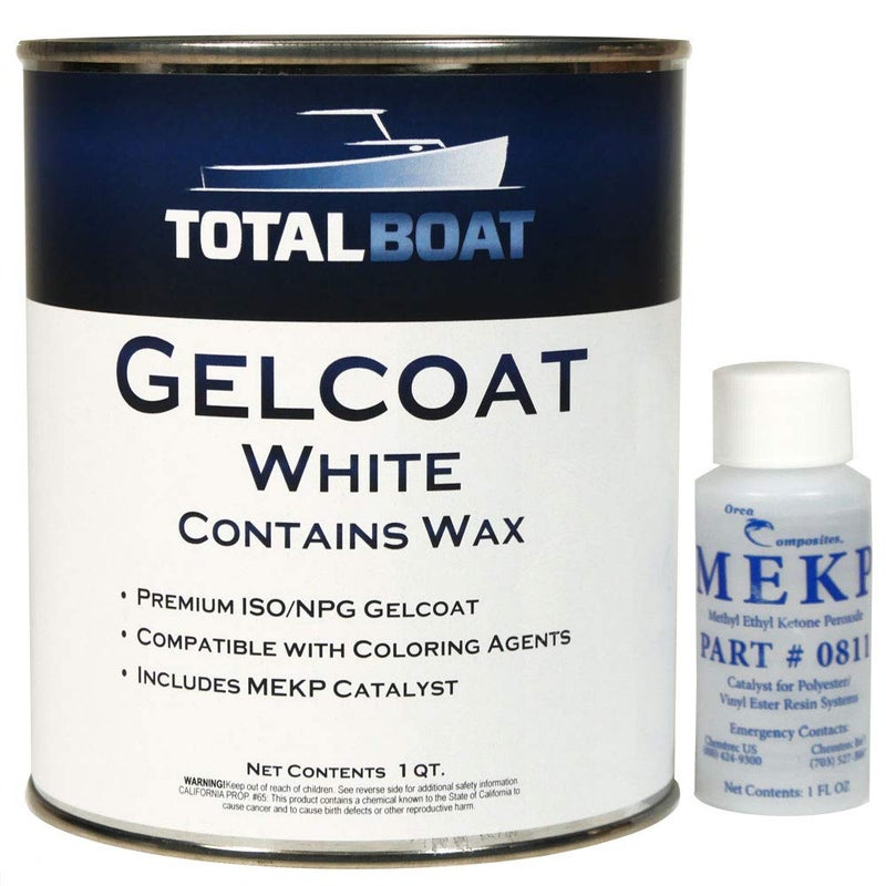 TotalBoat-14409 Marine Gelcoat for Boat Building, Repair and Composite Coatings (White, Quart with Wax) - Image 1