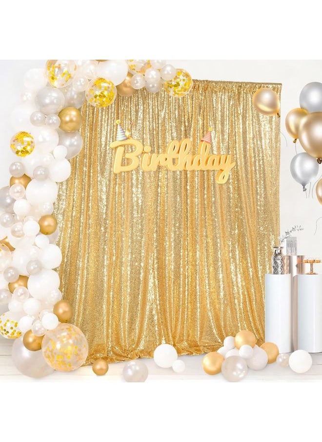 QueenDream - 8ft x 8ft Gold Sequin Backdrop Curtain Glitter Photo Booth Backdrop for Wedding Birthday Baby Shower Event Decor - Image 1