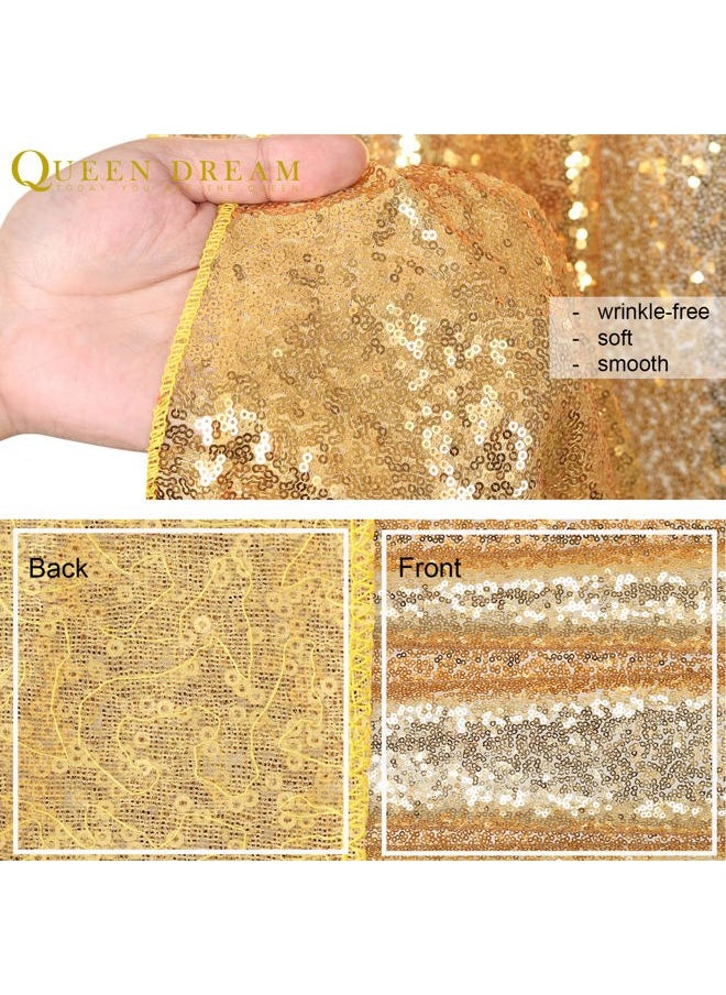 QueenDream - 8ft x 8ft Gold Sequin Backdrop Curtain Glitter Photo Booth Backdrop for Wedding Birthday Baby Shower Event Decor - Image 1